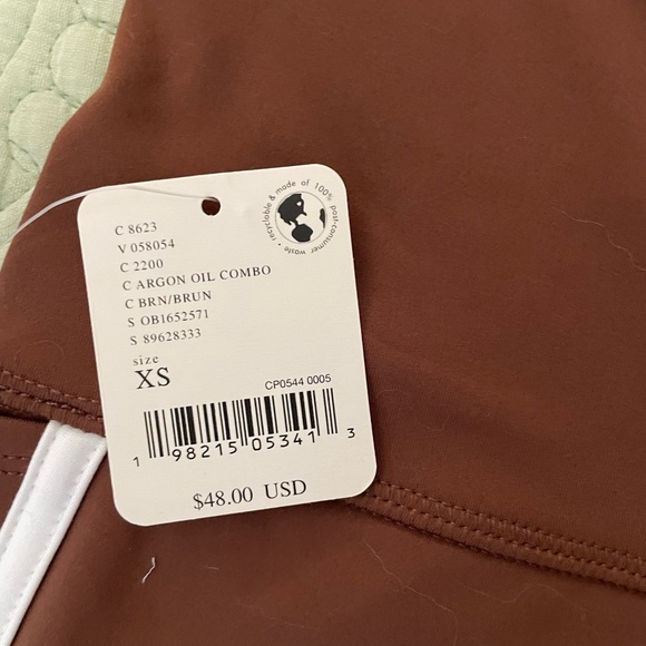 Free People Movement Island Time High-Waisted Argon Brown Shorts with White Trim - Picture 3 of 8